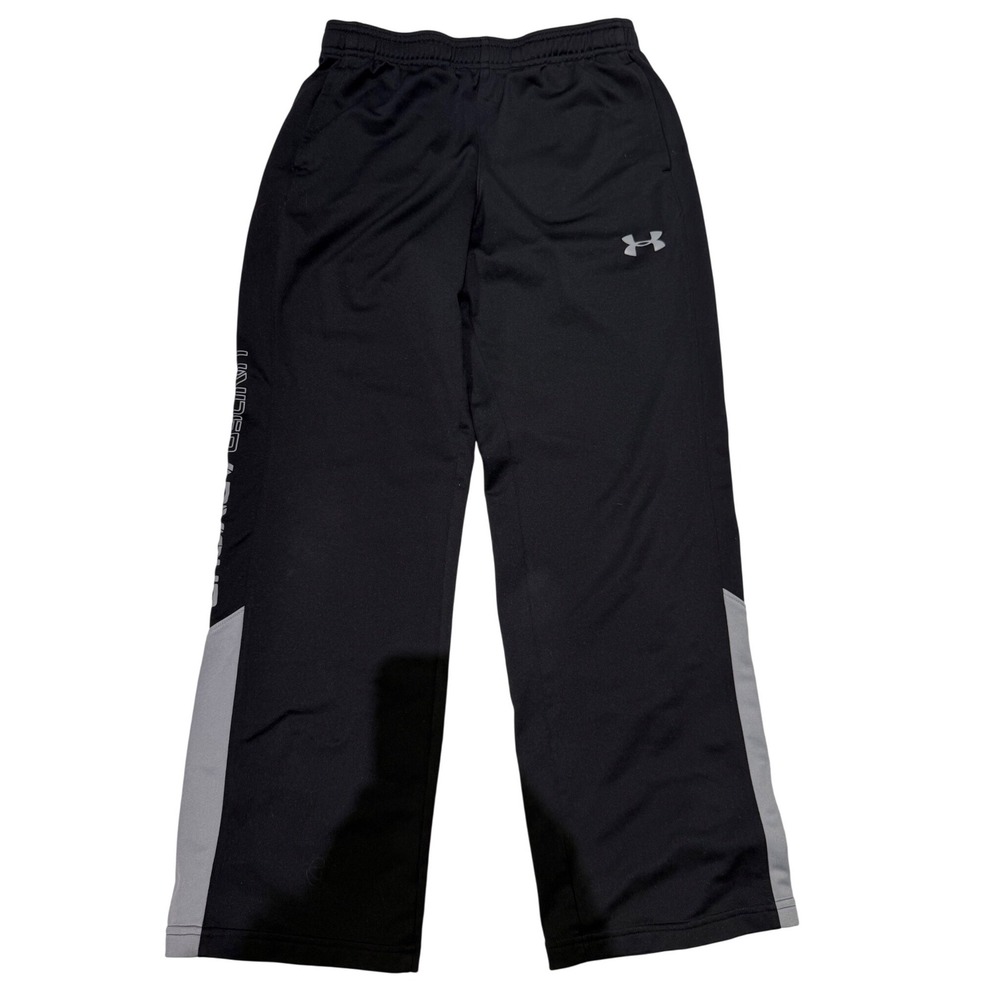 Under Armour Boys Black Grey Loose Fit Athletic Warm Up Pants Youth Large